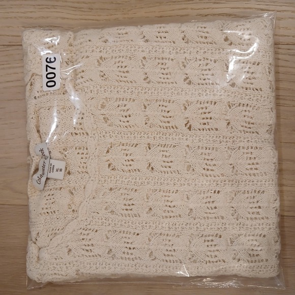 Coldwater Creek Linen Top Women Extra Large Cream Open Knit Short Sleeve Blouse - Picture 11 of 11